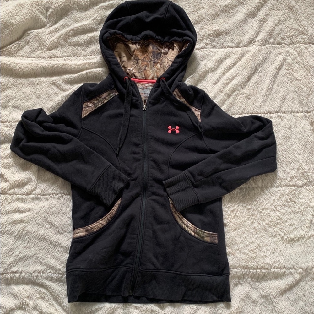 Camo under armor zip up hoodie